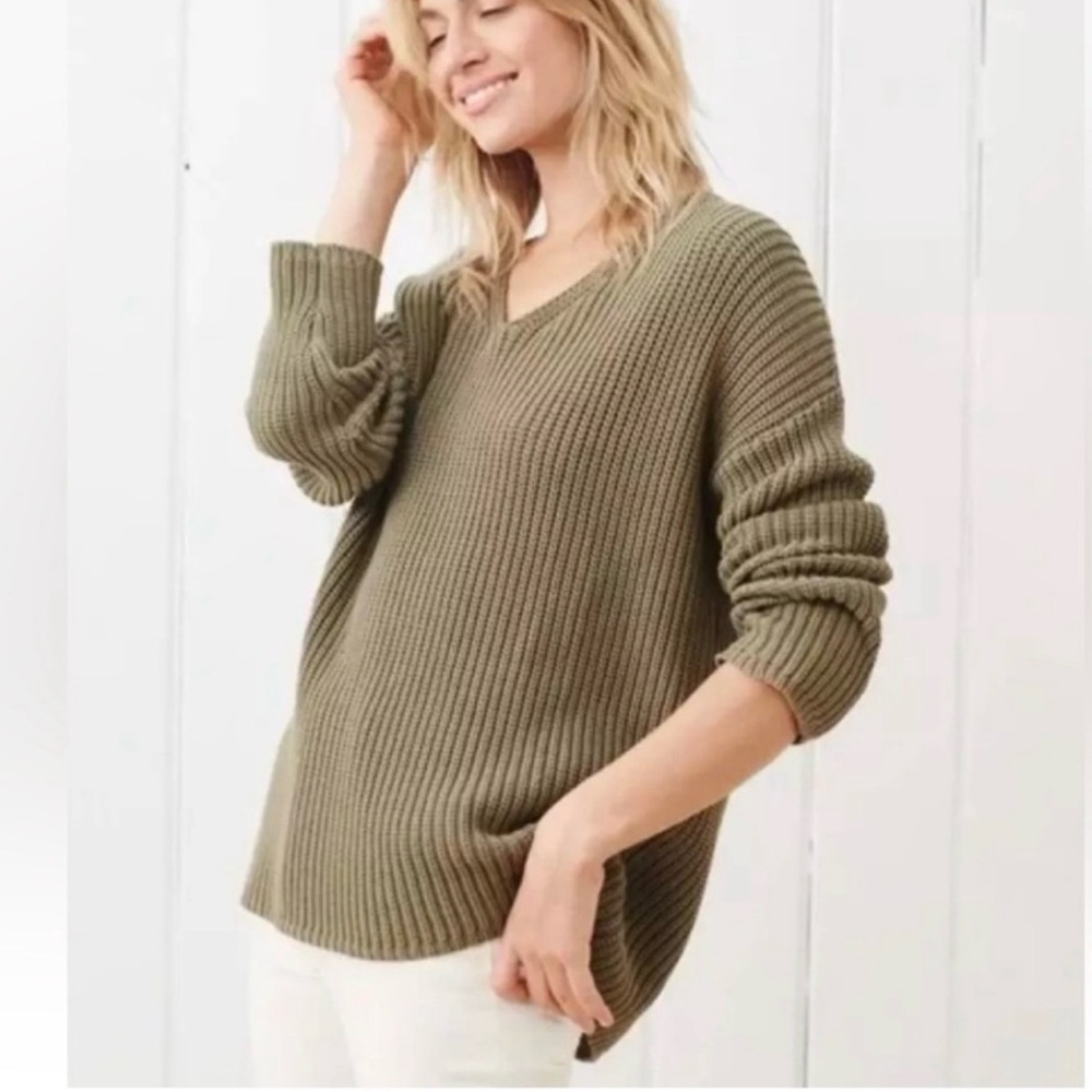 Jenni Kayne Cotton Cabin Sweater in Sage Green Size XL